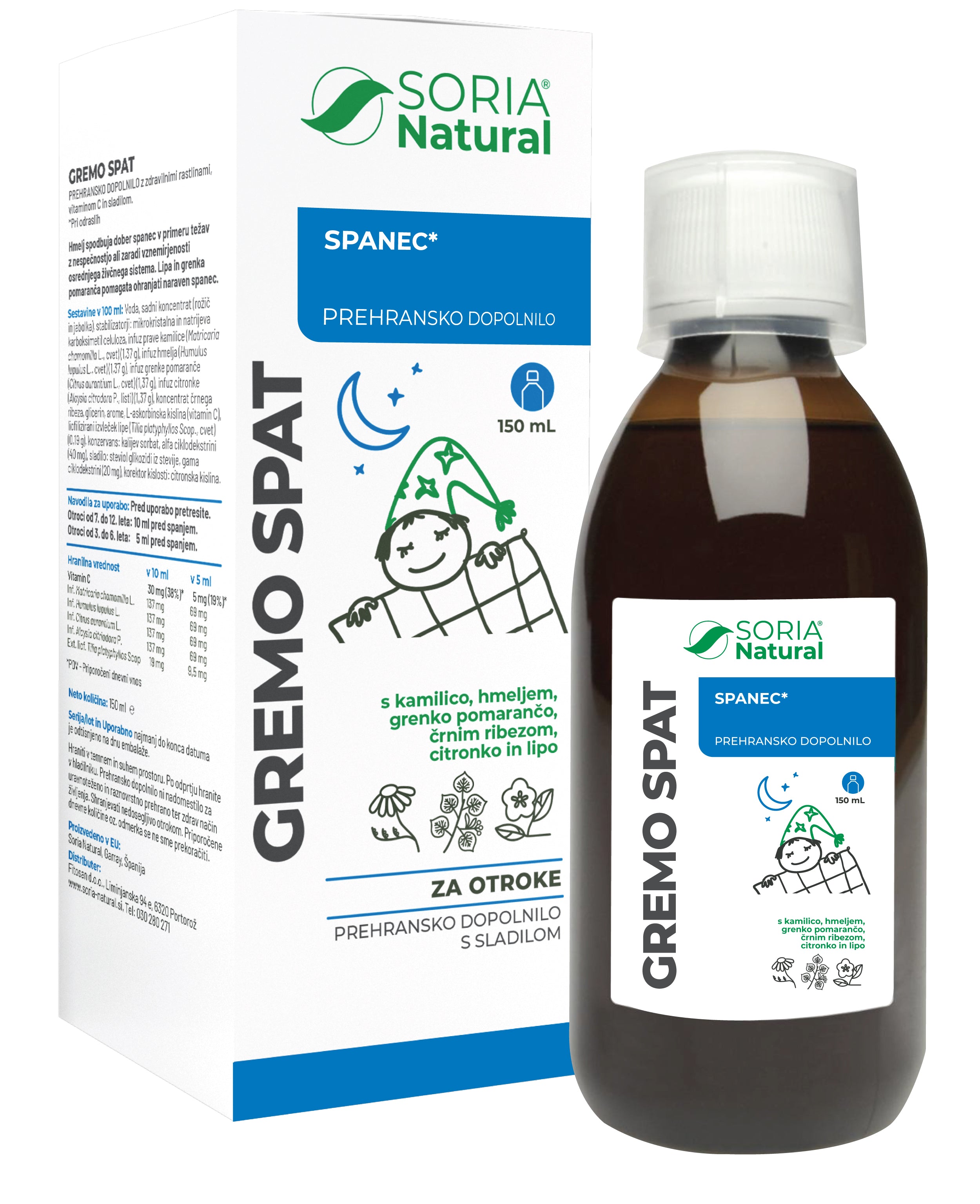 Naraven sirup za otroke za spanje in pomirjanje Gremo spat! Soria Natural